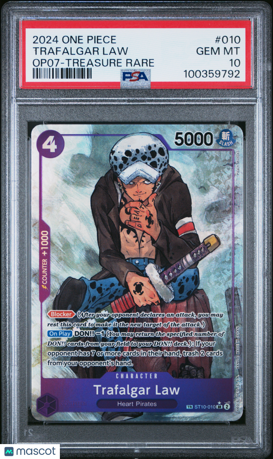 2024 One Piece Op07-500 Years In The Future Trafalgar Law Treasure R PSA 10 #010