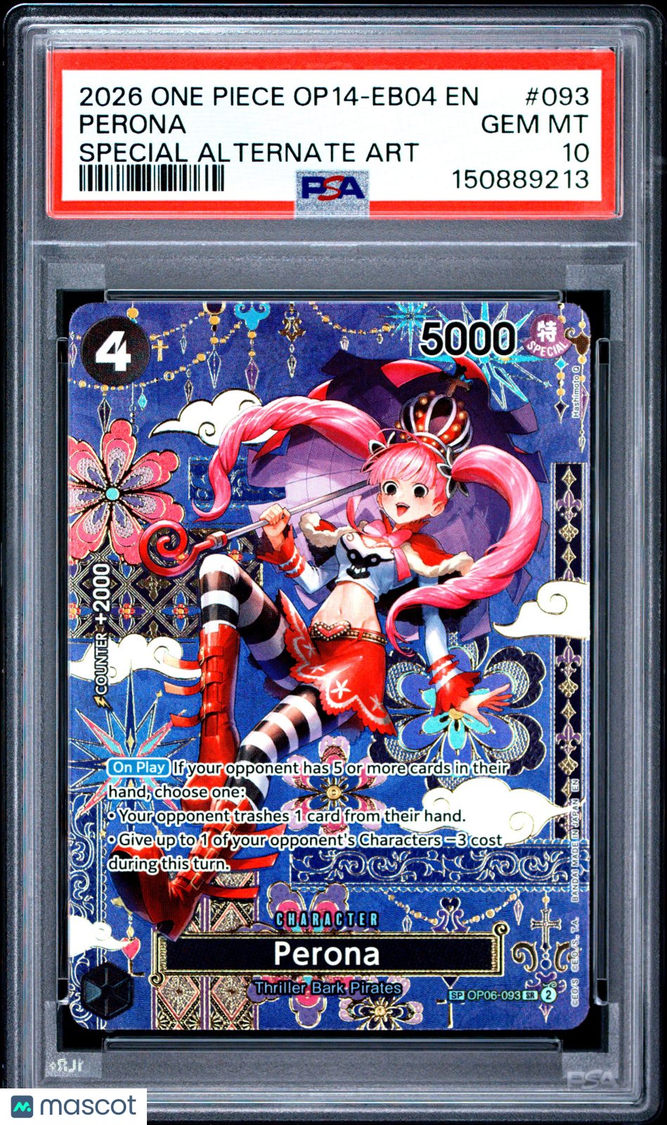 2026 One Piece Op14-Eb04-The Azure Sea's Seven Perona #093 Special Alternate Art PSA 10