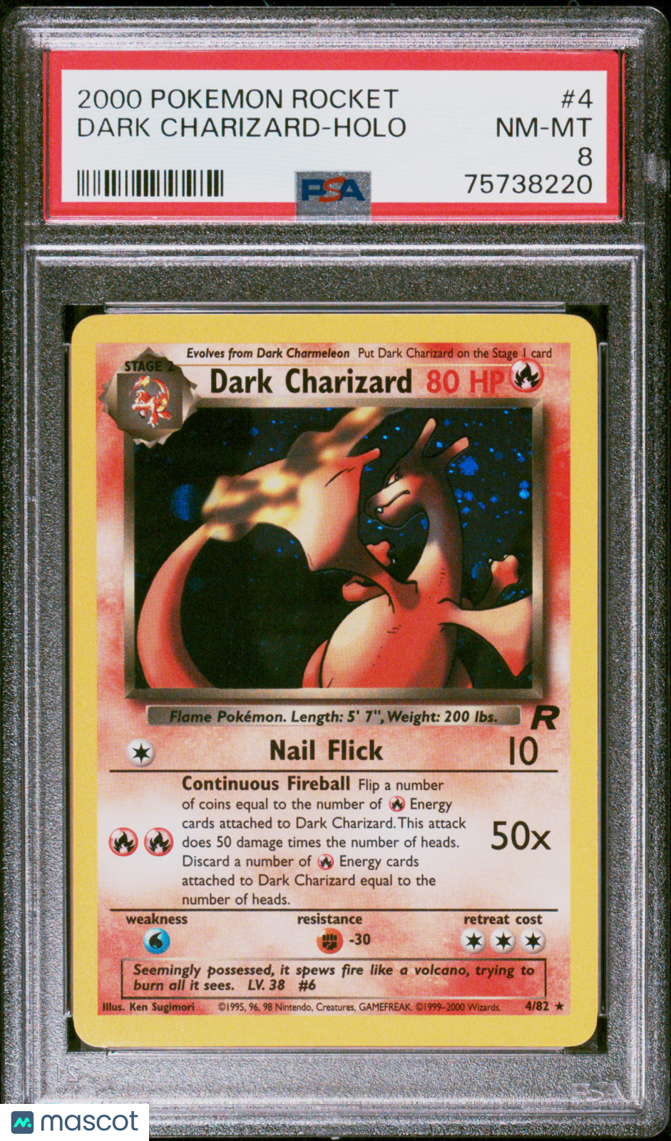 2000 Pokemon Rocket Dark Charizard #4 PSA 8