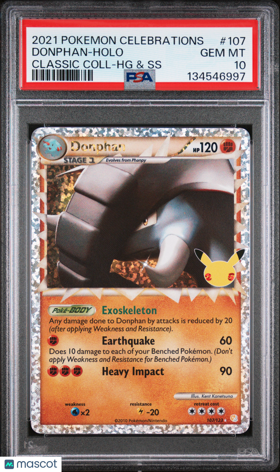 2021 Pokemon Celebrations Classic Collection Donphan #107 Classic Coll-HG & SS PSA 10