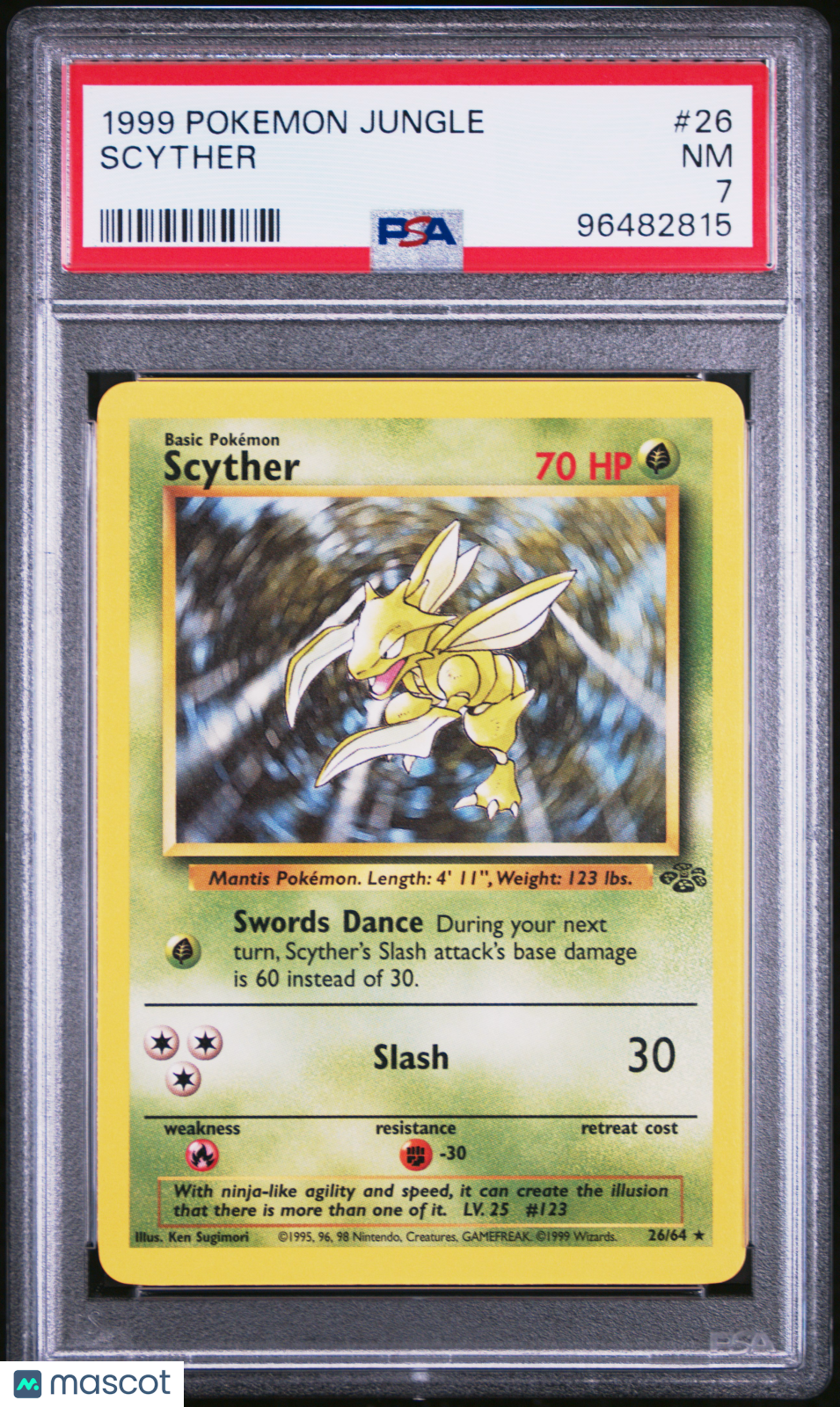 1999 Pokemon Jungle Scyther #26 PSA 7