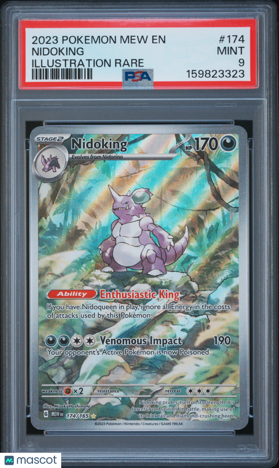 2023 Pokemon Mew EN-151 Nidoking #174 Illustration Rare PSA 9