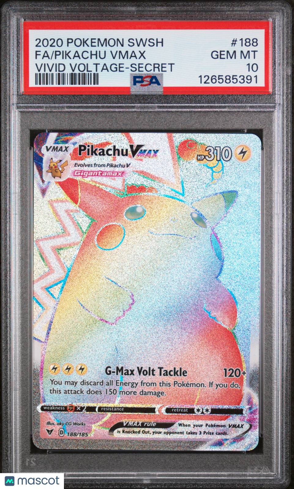 2020 Pokemon Sword & Shield Vivid Voltage Pikachu VMAX #188 Vivid Voltage-Secret Fa PSA 10