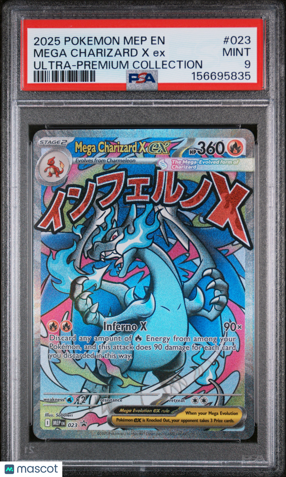 2025 Pokemon Mep EN-Me Black Star Promo Mega Charizard X EX #023 Ultra-Premium Collection PSA 9