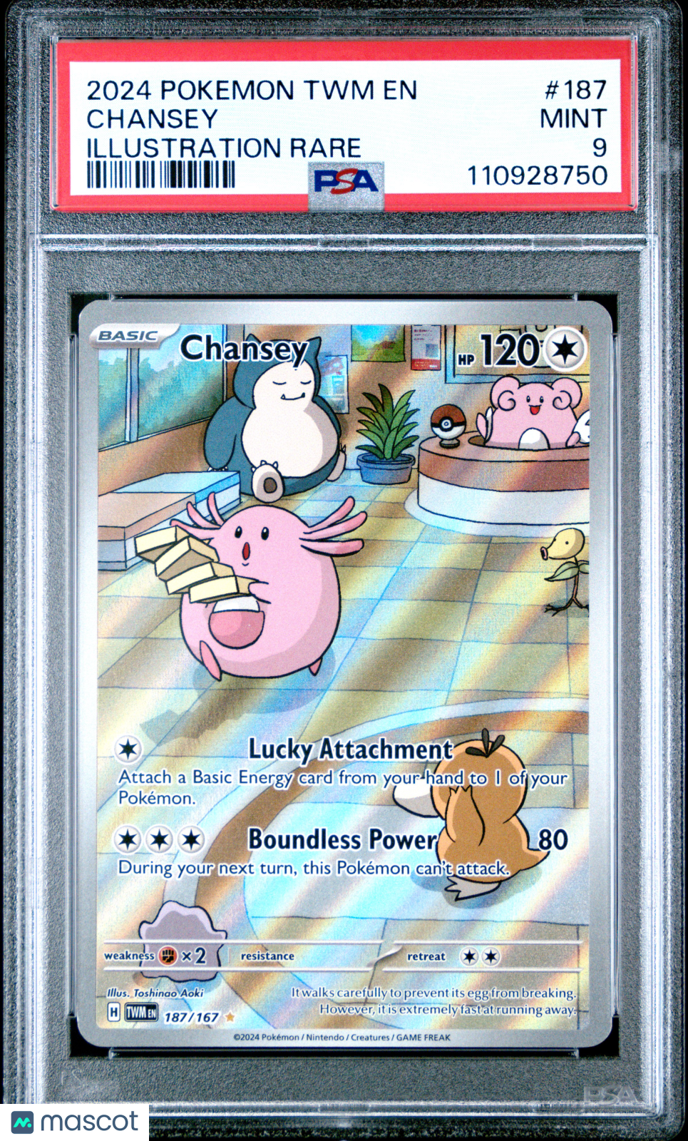2024 Pokemon TWM EN-Twilight Masquerade Chansey #187 Illustration Rare PSA 9
