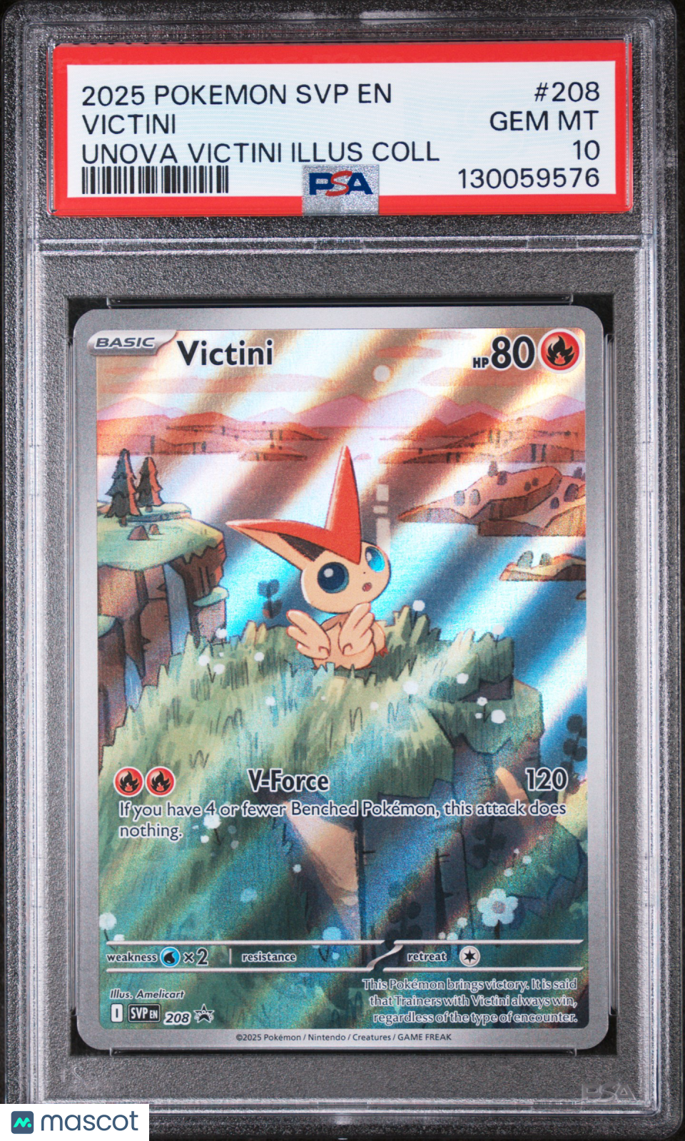 2025 Pokemon SVP EN-SV Black Star Promo Victini #208 Unova Victini Illus Coll PSA 10