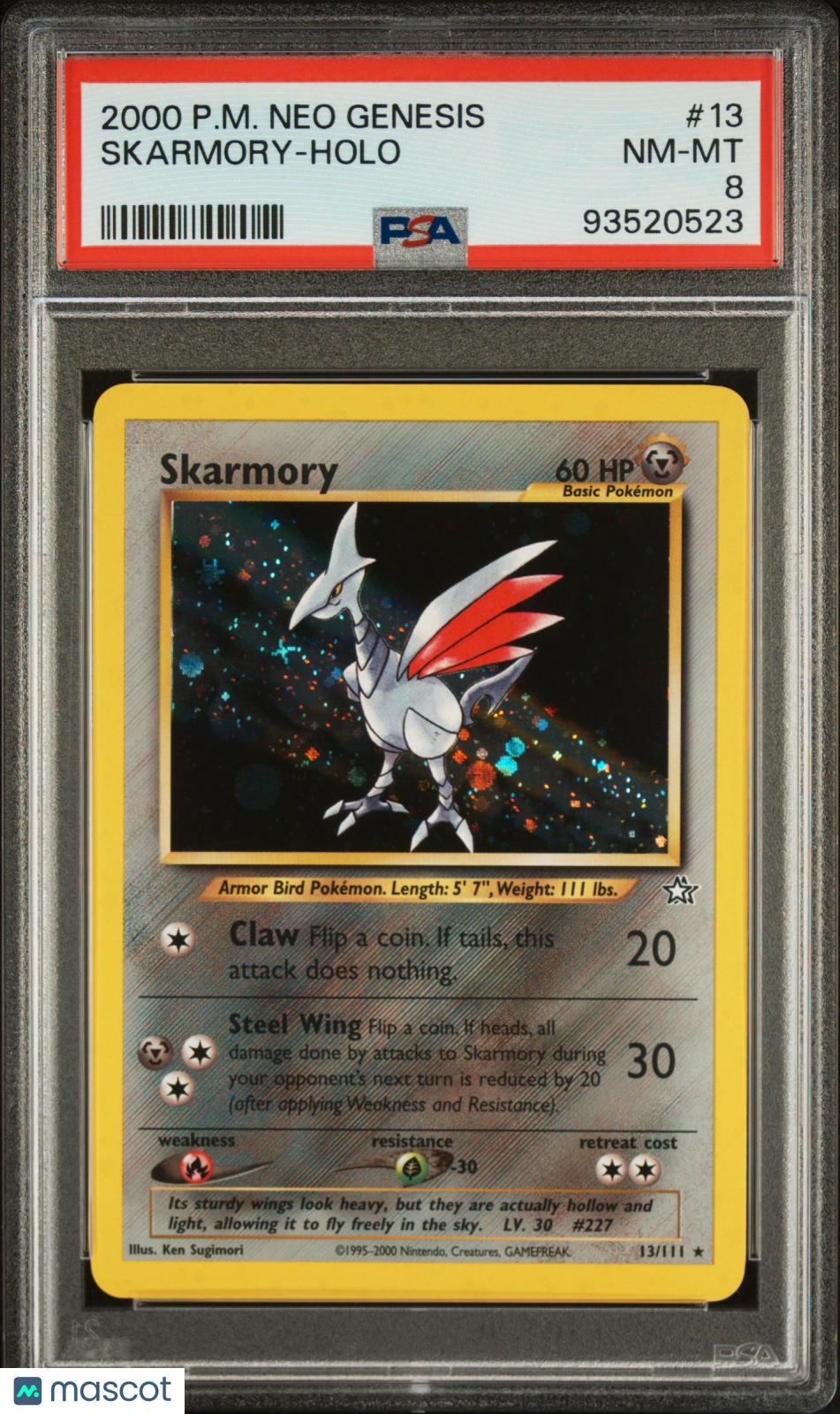 2000 Pokemon Neo Genesis Skarmory #13 PSA 8
