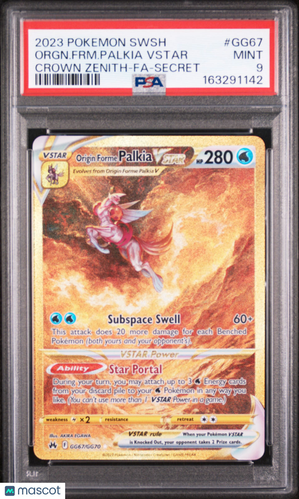 2023 Pokemon Sword And Shield Crown Zenith Orgn. FRM. Palkia VSTAR #GG67 Crown Zenith-Fa-Secret PSA 9