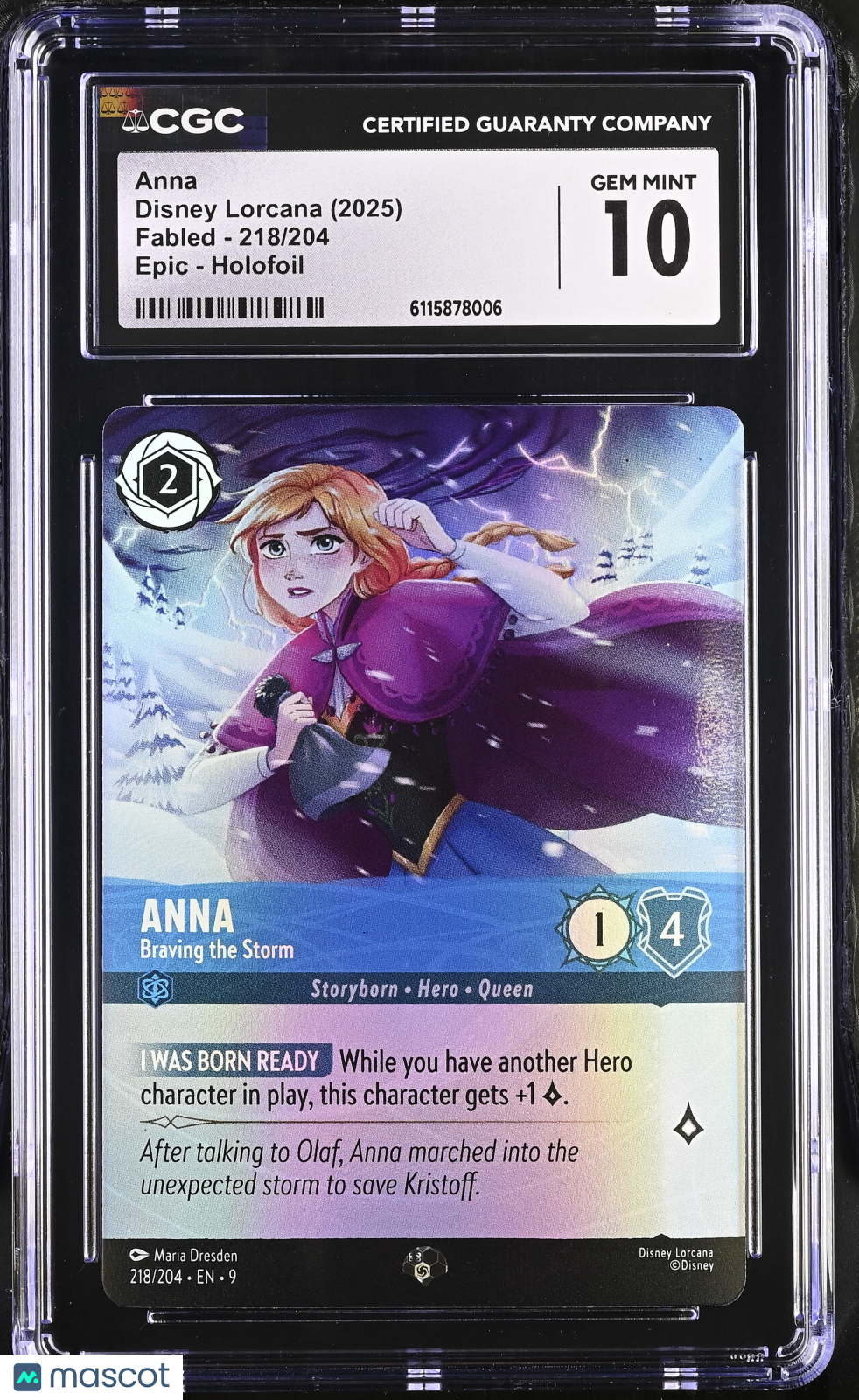 2025 Disney Lorcana Anna #218/204 CGC 10