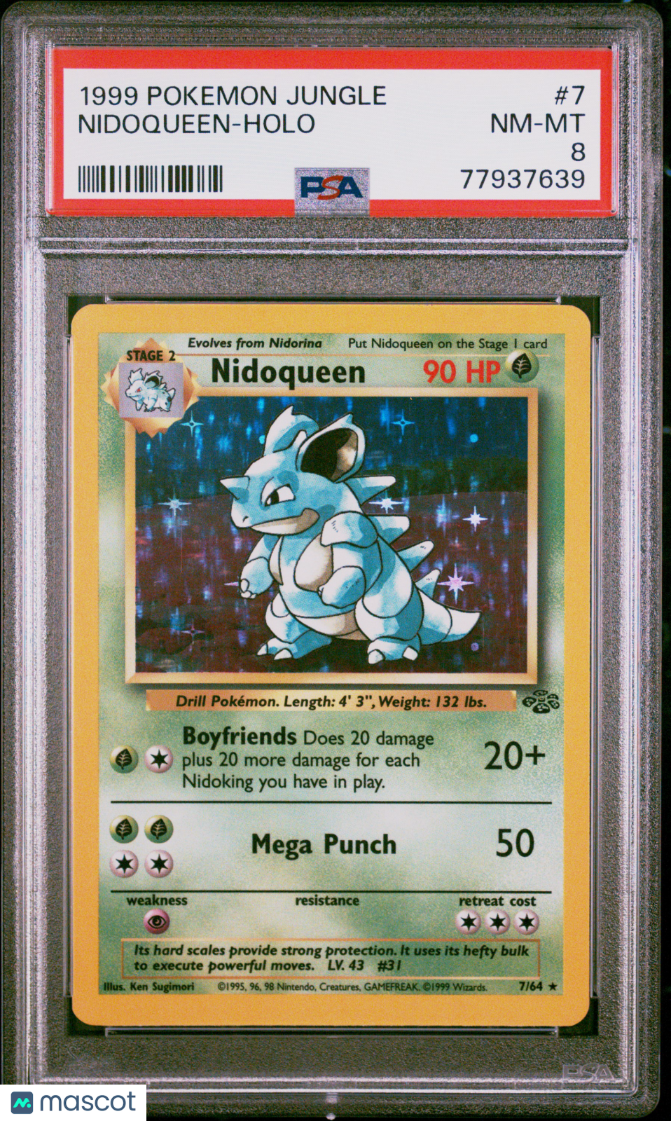 1999 Pokemon Jungle Nidoqueen #7 PSA 8