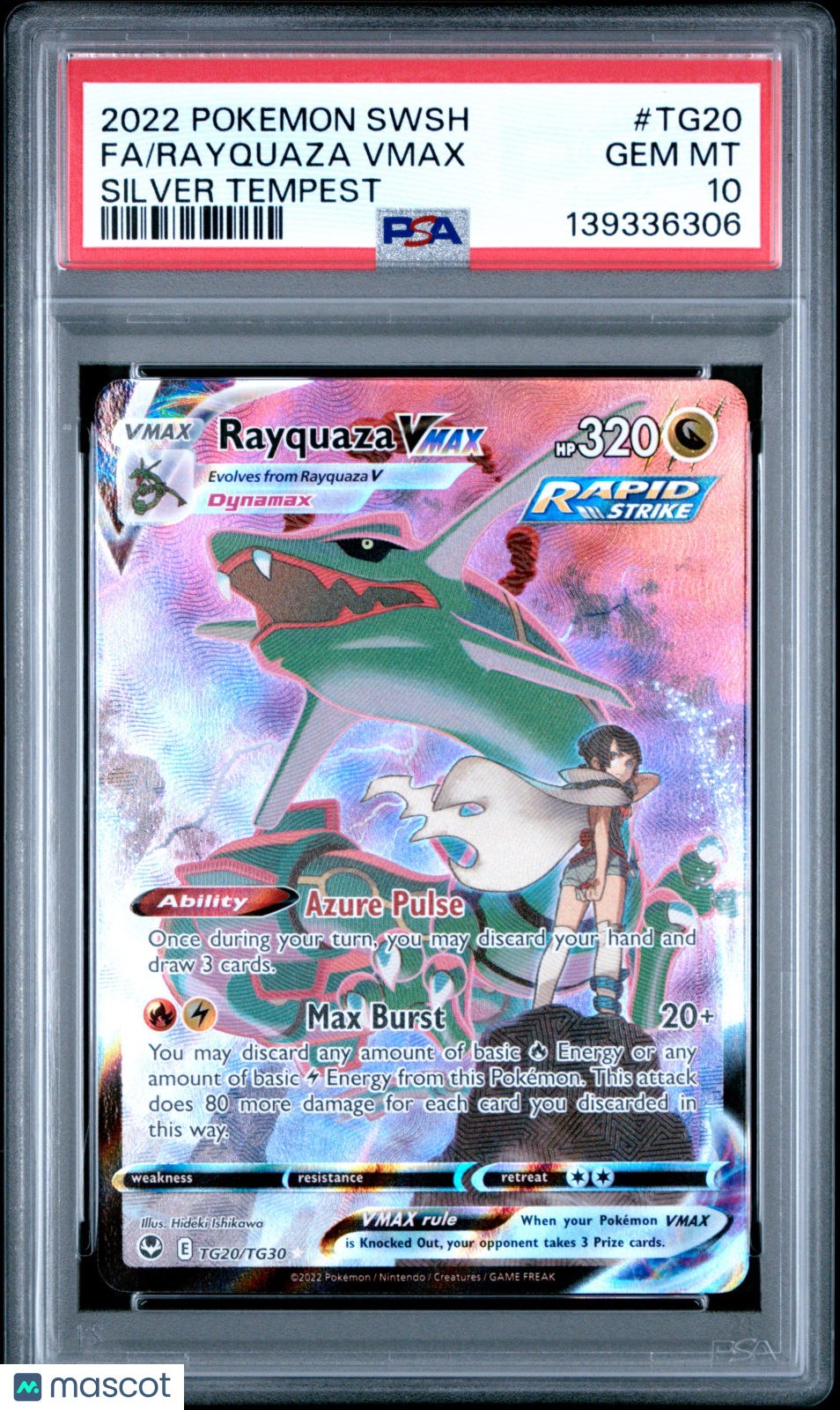 2022 Pokemon Sword & Shield Silver Tempest Rayquaza VMAX #TG20 Silver Tempest Fa PSA 10