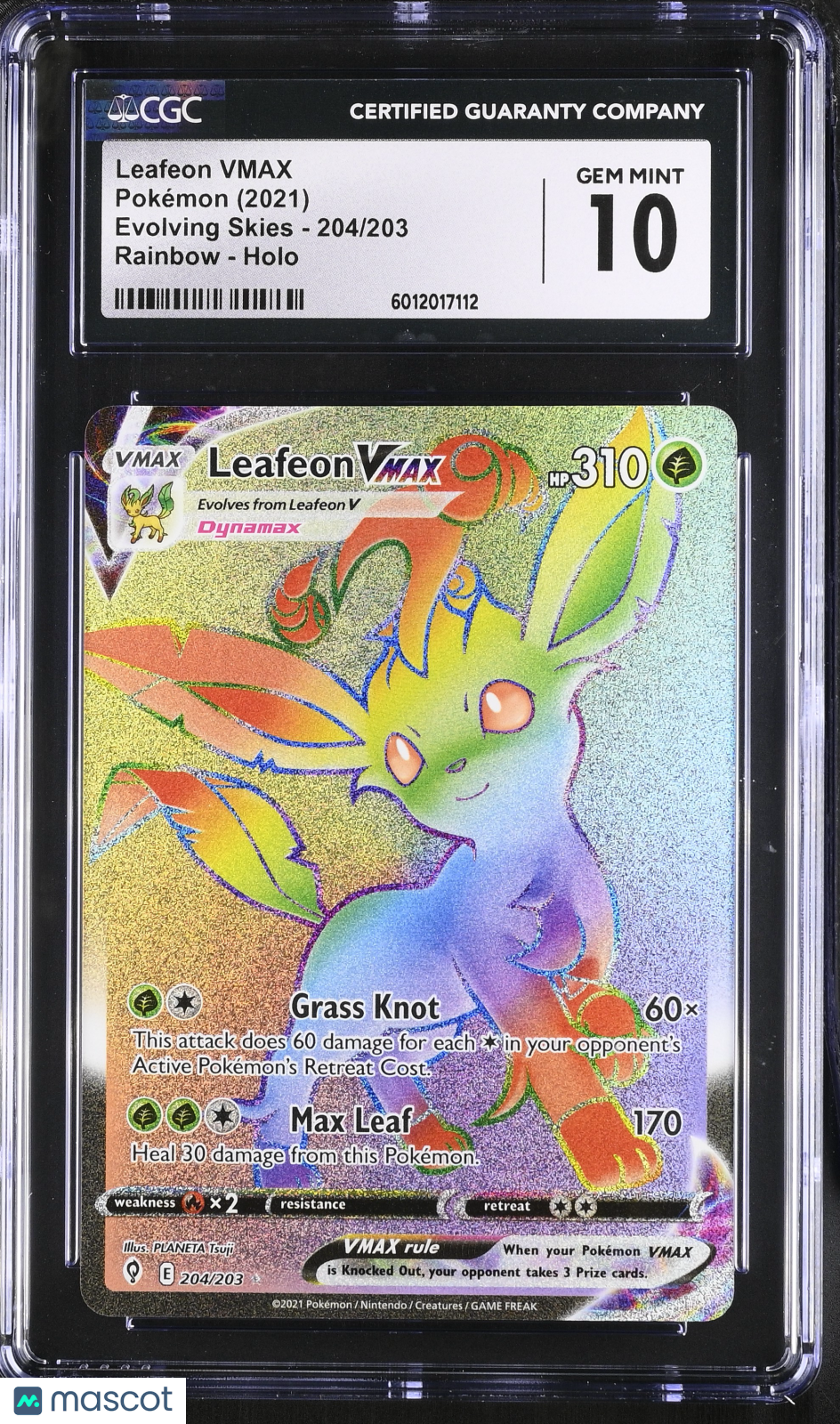 2021 Pokemon Leafeon VMAX #204/203 Rainbow Rare CGC 10
