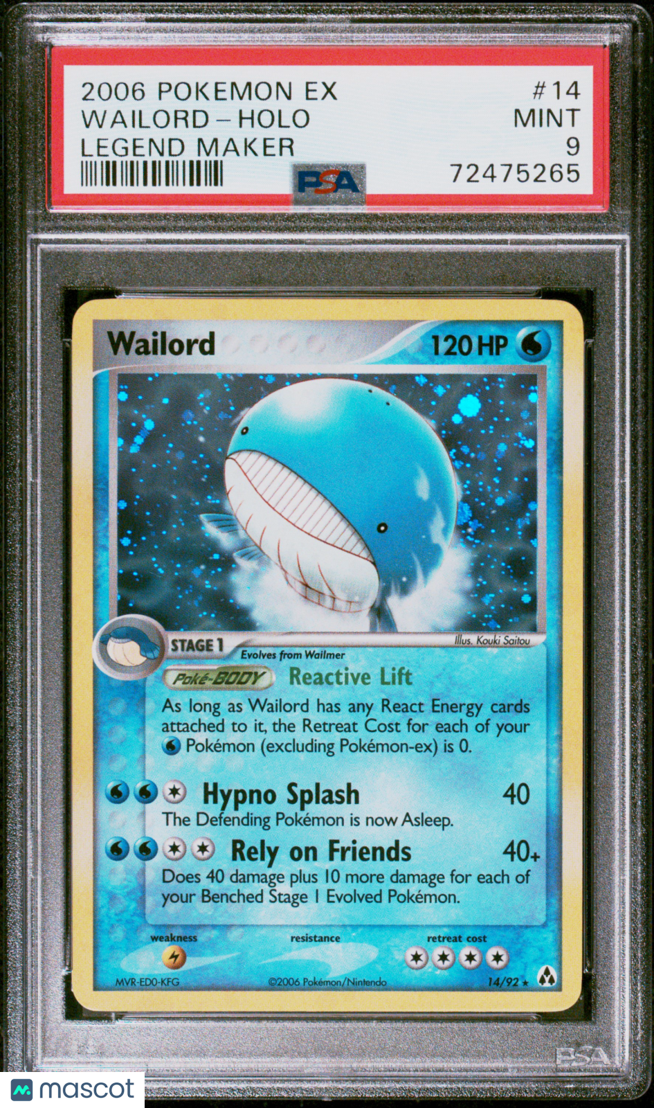 2006 Pokemon EX Legend Maker Wailord #14 Legend Maker PSA 9
