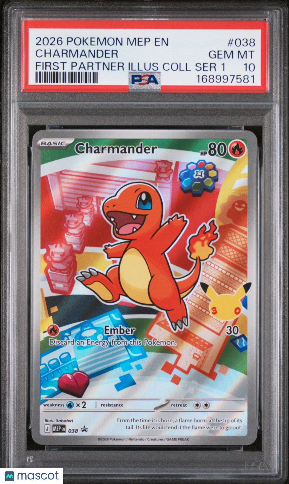 2026 Pokemon Mep EN-Me Black Star Promo Charmander #038 First Partner Illus Coll Ser 1 PSA 10