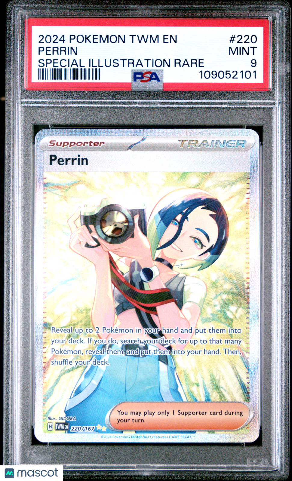 2024 Pokemon TWM EN-Twilight Masquerade Perrin #220 Special Illustration Rare PSA 9