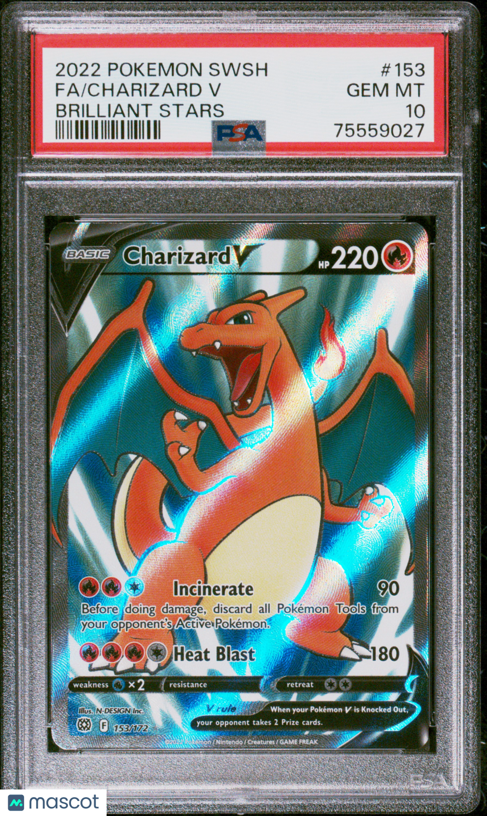 2022 Pokemon Sword & Shield Brilliant Stars Charizard V #153 Fa Brilliant Stars PSA 10