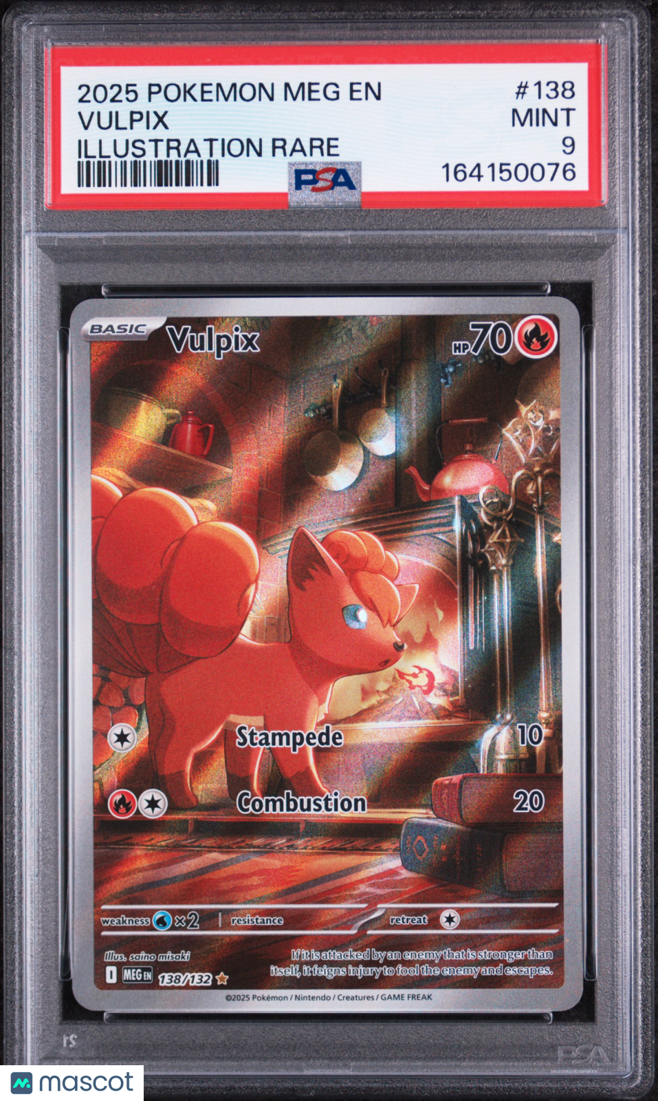 2025 Pokemon Meg EN-Mega Evolution Vulpix #138 Illustration Rare PSA 9