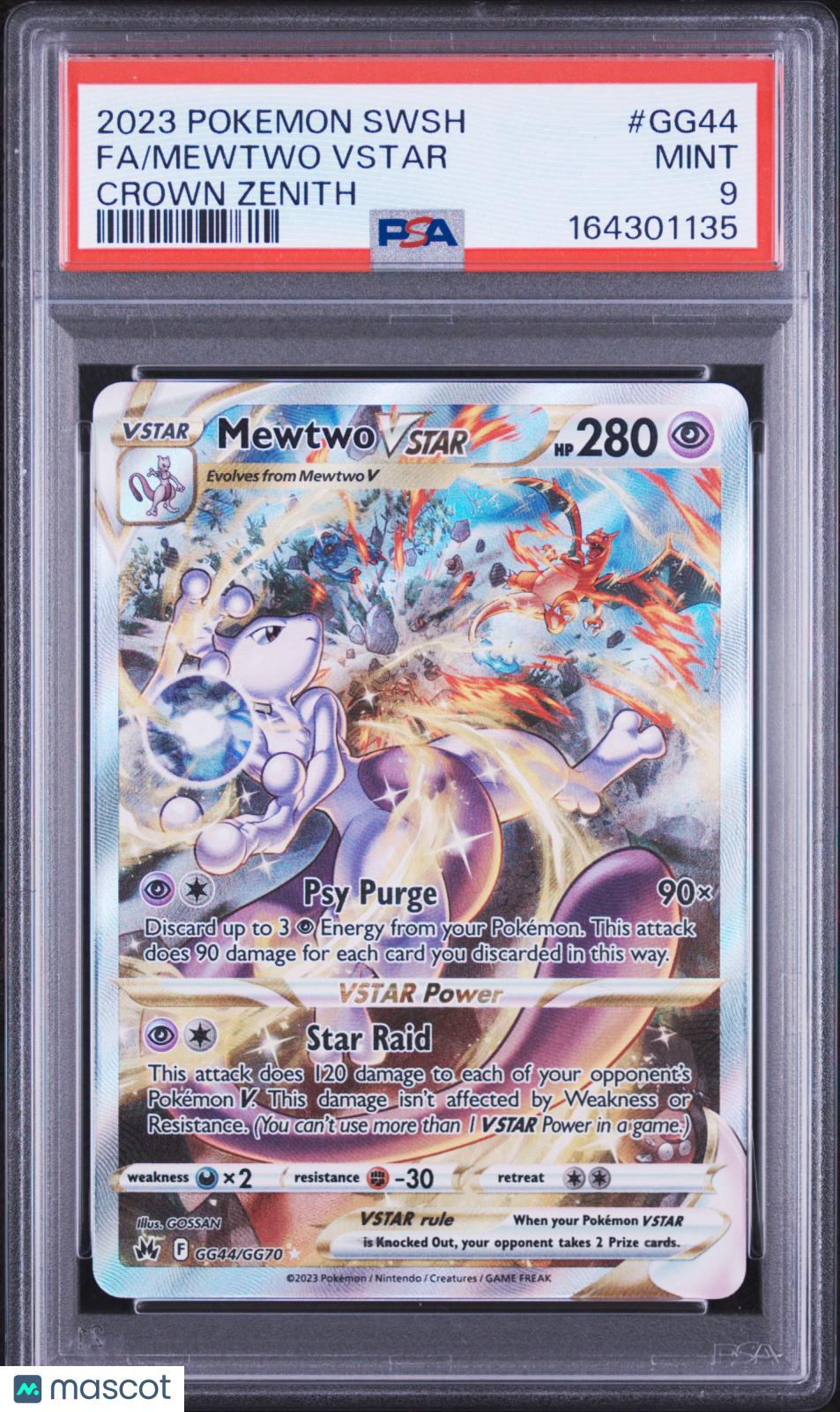 2023 Pokemon Sword And Shield Crown Zenith Mewtwo VSTAR #GG44 Crown Zenith Fa PSA 9