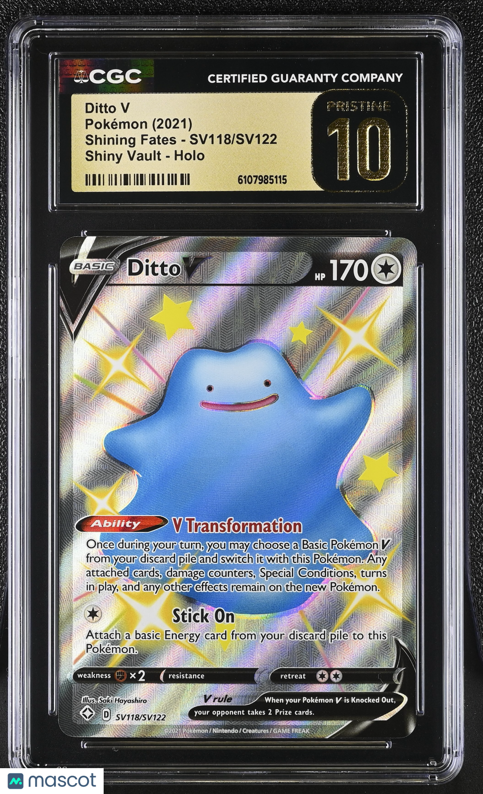 2021 Pokemon Ditto V #SV118/SV122 CGC 10