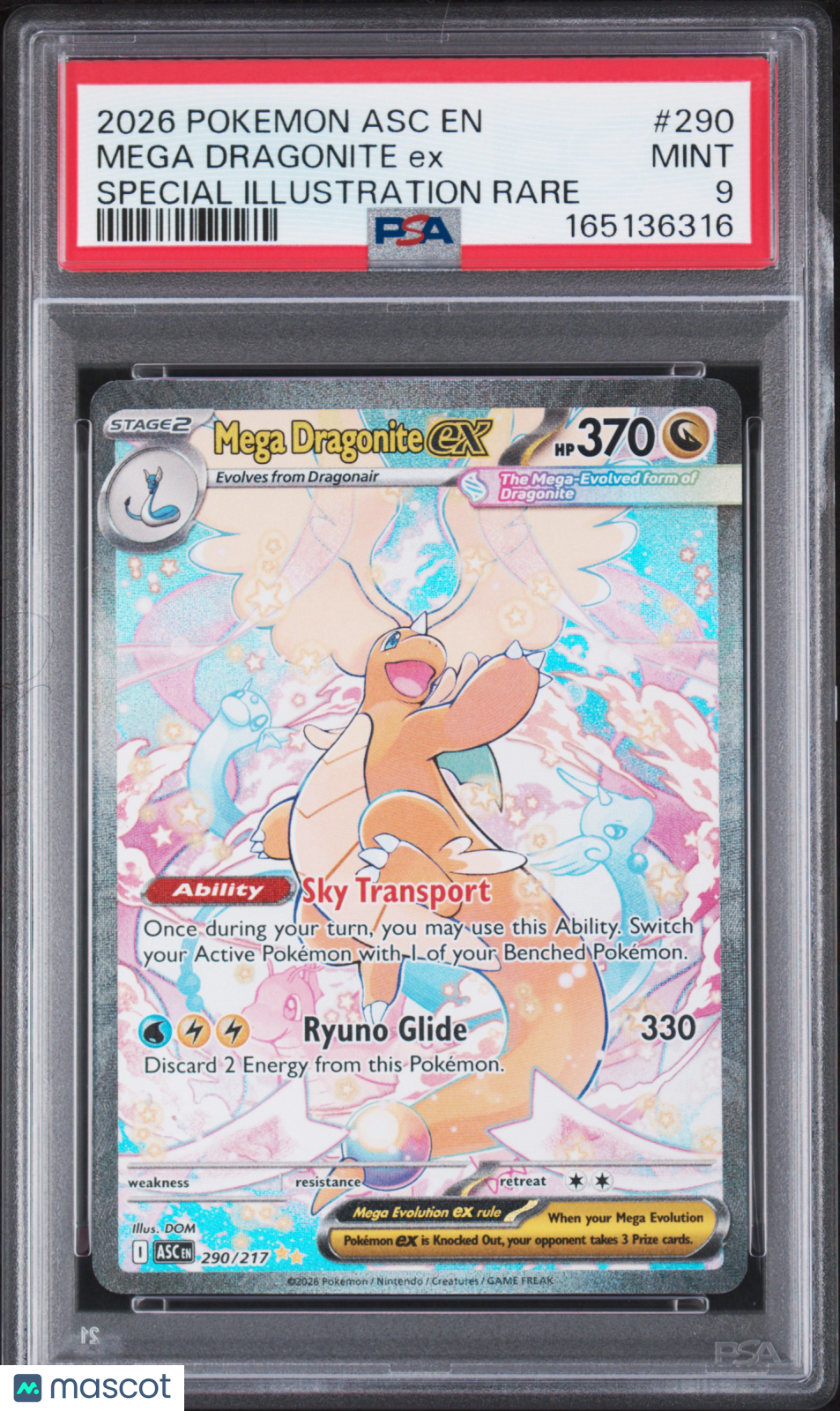 2026 Pokemon Asc EN-Ascended Heroes Mega Dragonite EX #290 Special Illustration Rare PSA 9