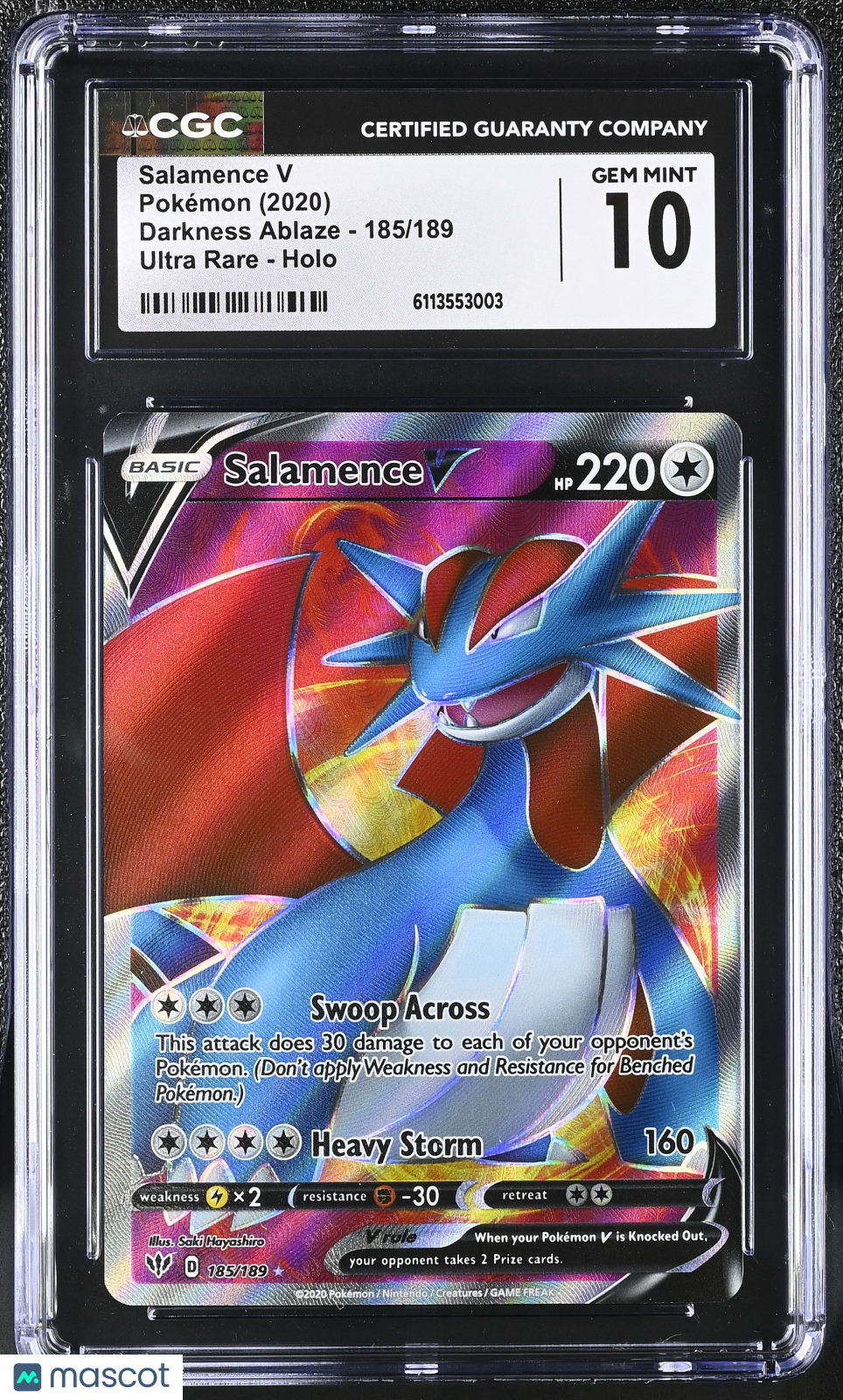 2020 Pokemon Salamence V #185/189 Ultra Rare CGC 10