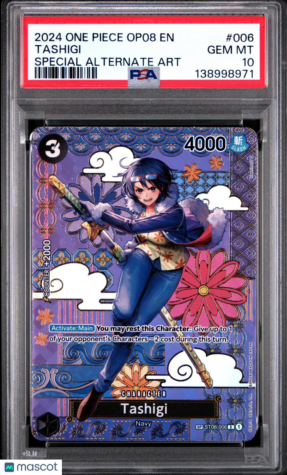 2024 One Piece Op08-Two Legends Tashigi #006 Special Alternate Art PSA 10