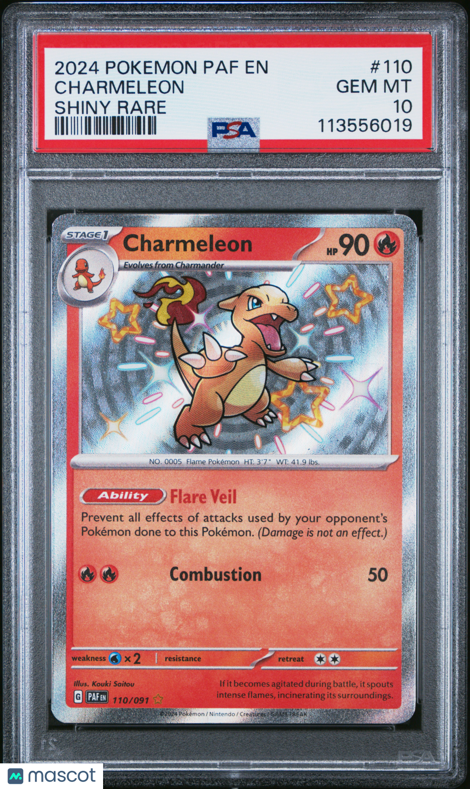 2024 Pokemon Paf EN-Paldean Fates Charmeleon #110 Shiny Rare PSA 10