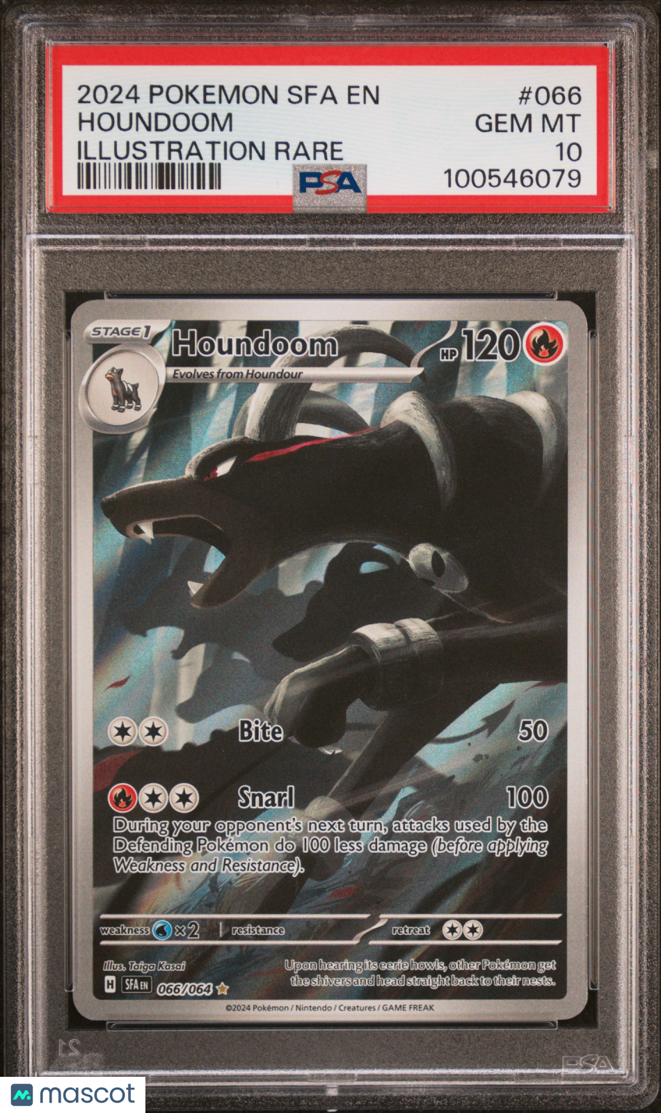 2024 Pokemon Sfa EN-Shrouded Fable Houndoom #066 Illustration Rare PSA 10