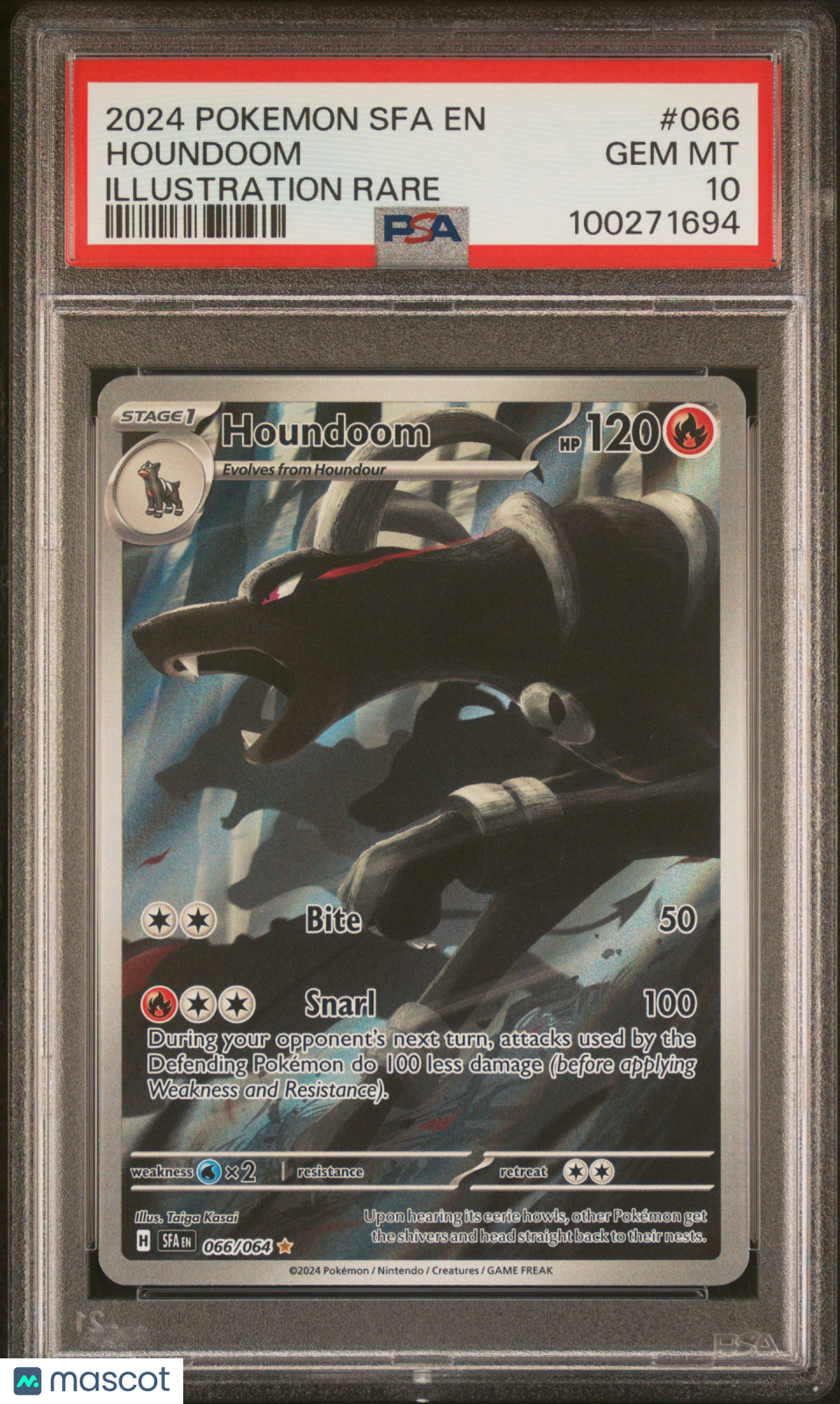 2024 Pokemon Sfa EN-Shrouded Fable Houndoom #066 Illustration Rare PSA 10