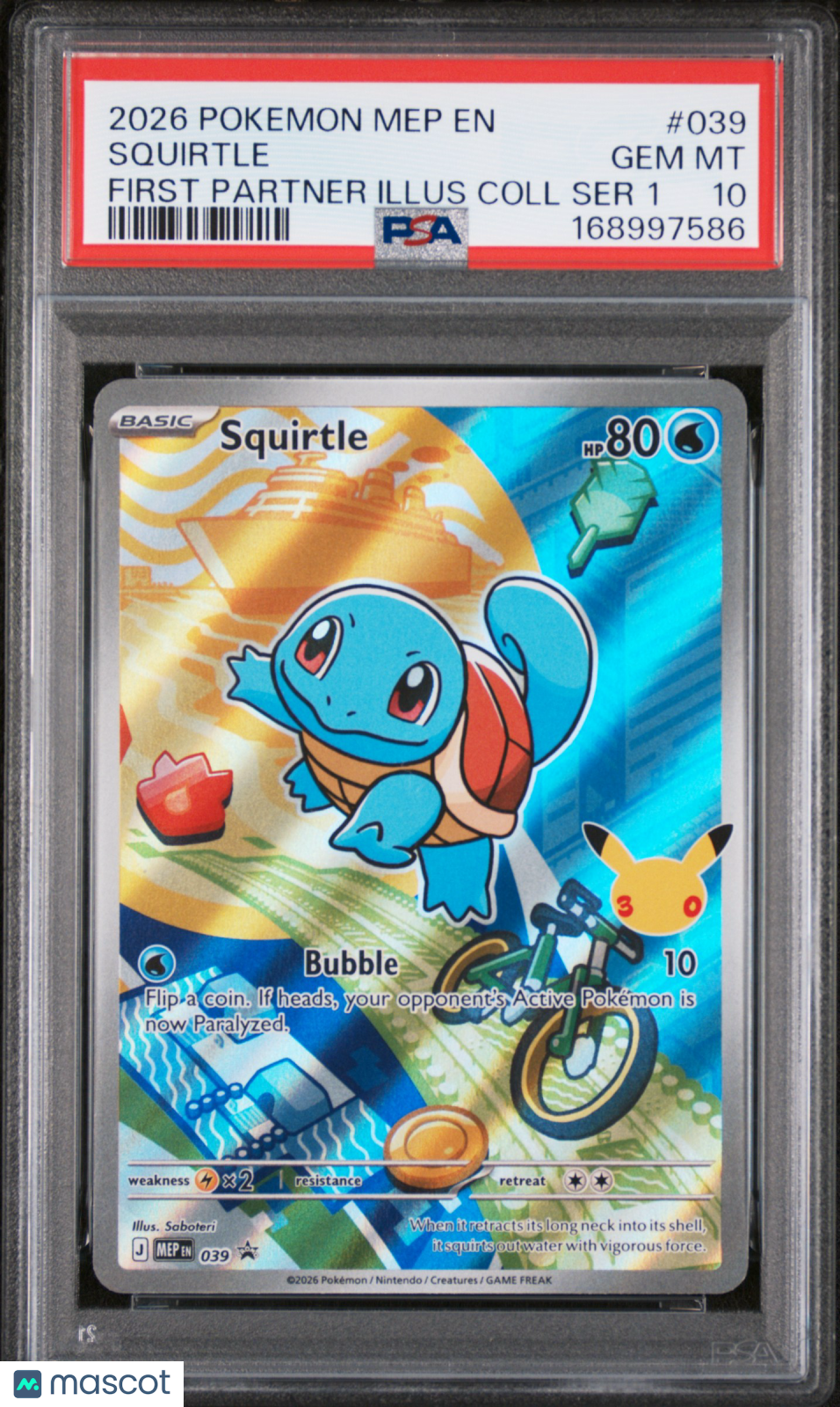 2026 Pokemon Mep EN-Me Black Star Promo Squirtle #039 First Partner Illus Coll Ser 1 PSA 10
