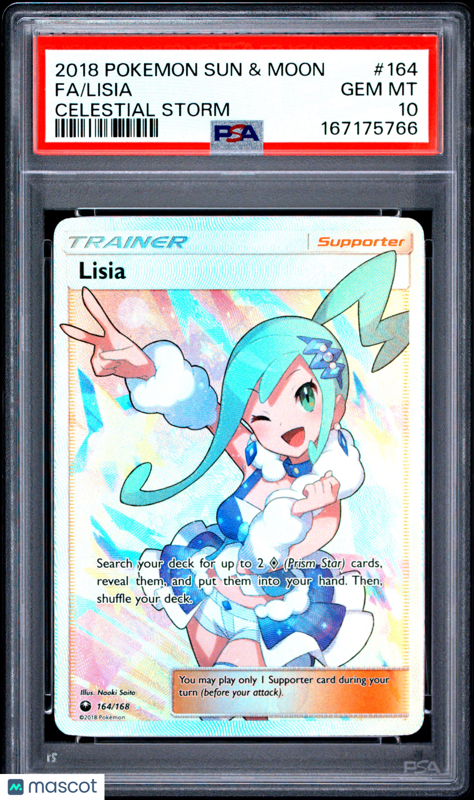 2018 Pokemon Sun & Moon Celestial Storm Lisia #164 Fa Celestial Storm PSA 10