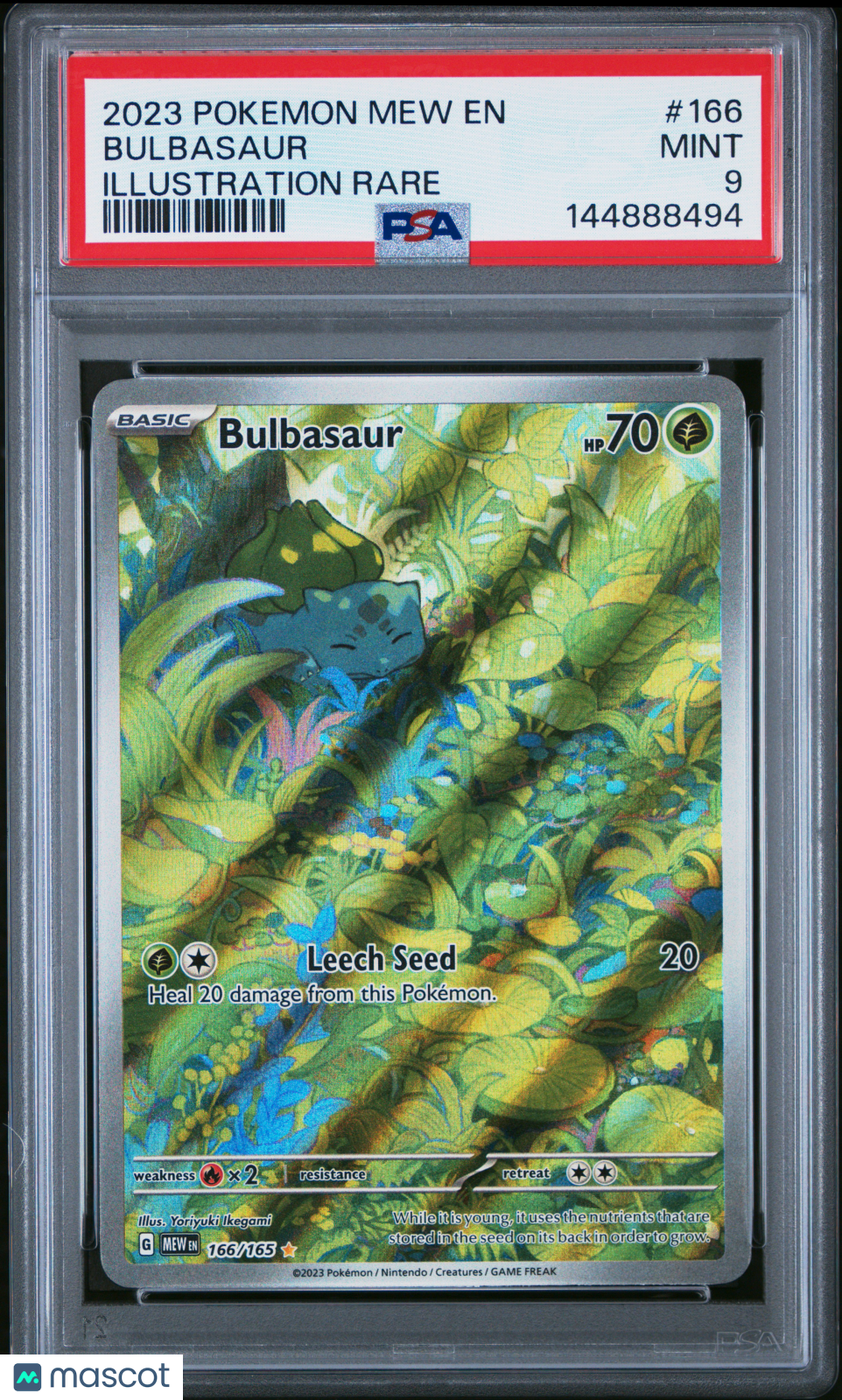 2023 Pokemon Mew EN-151 Bulbasaur #166 Illustration Rare PSA 9