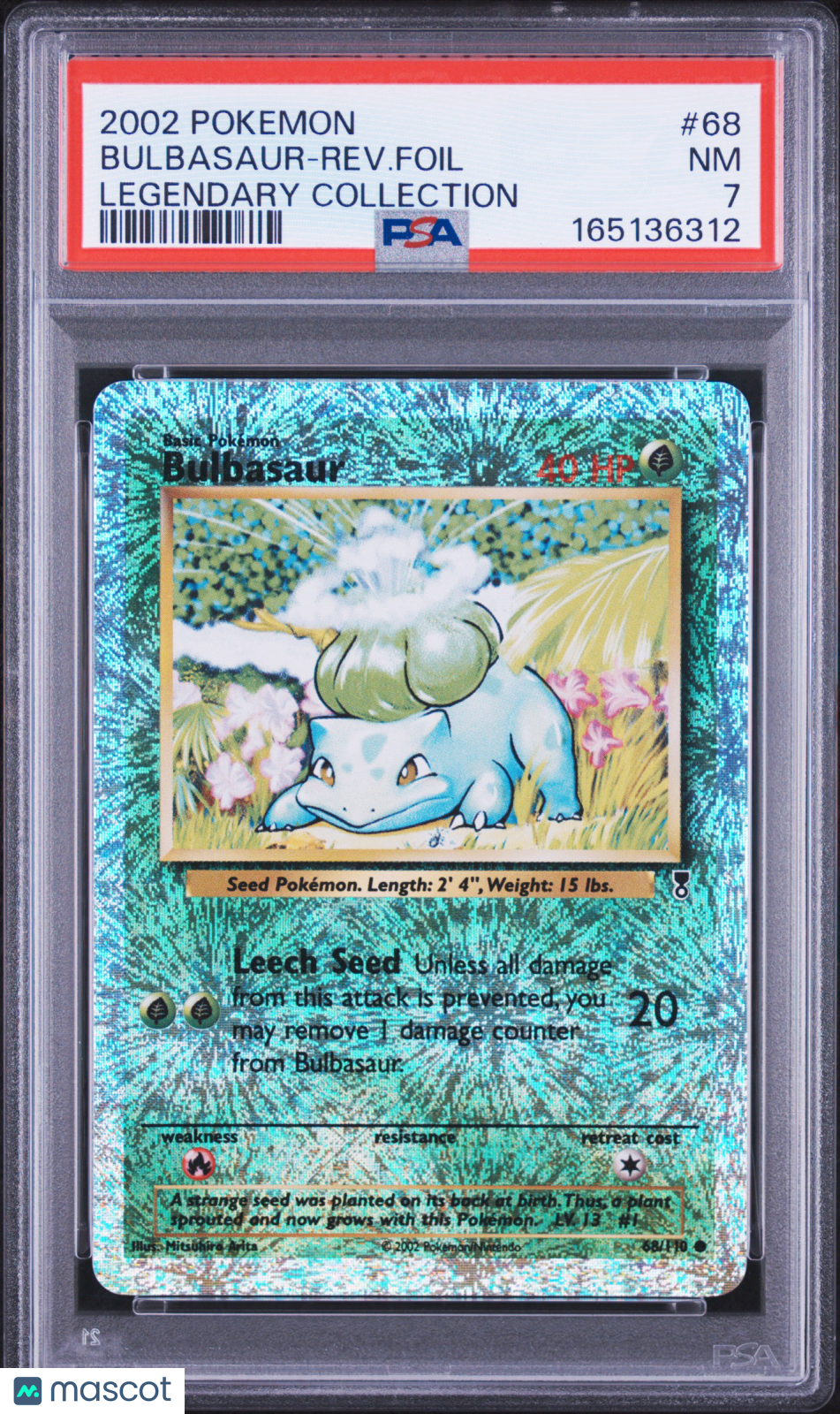 2002 Pokemon Legendary Collection Bulbasaur-Rev. Foil #68 Legendary Collection PSA 7