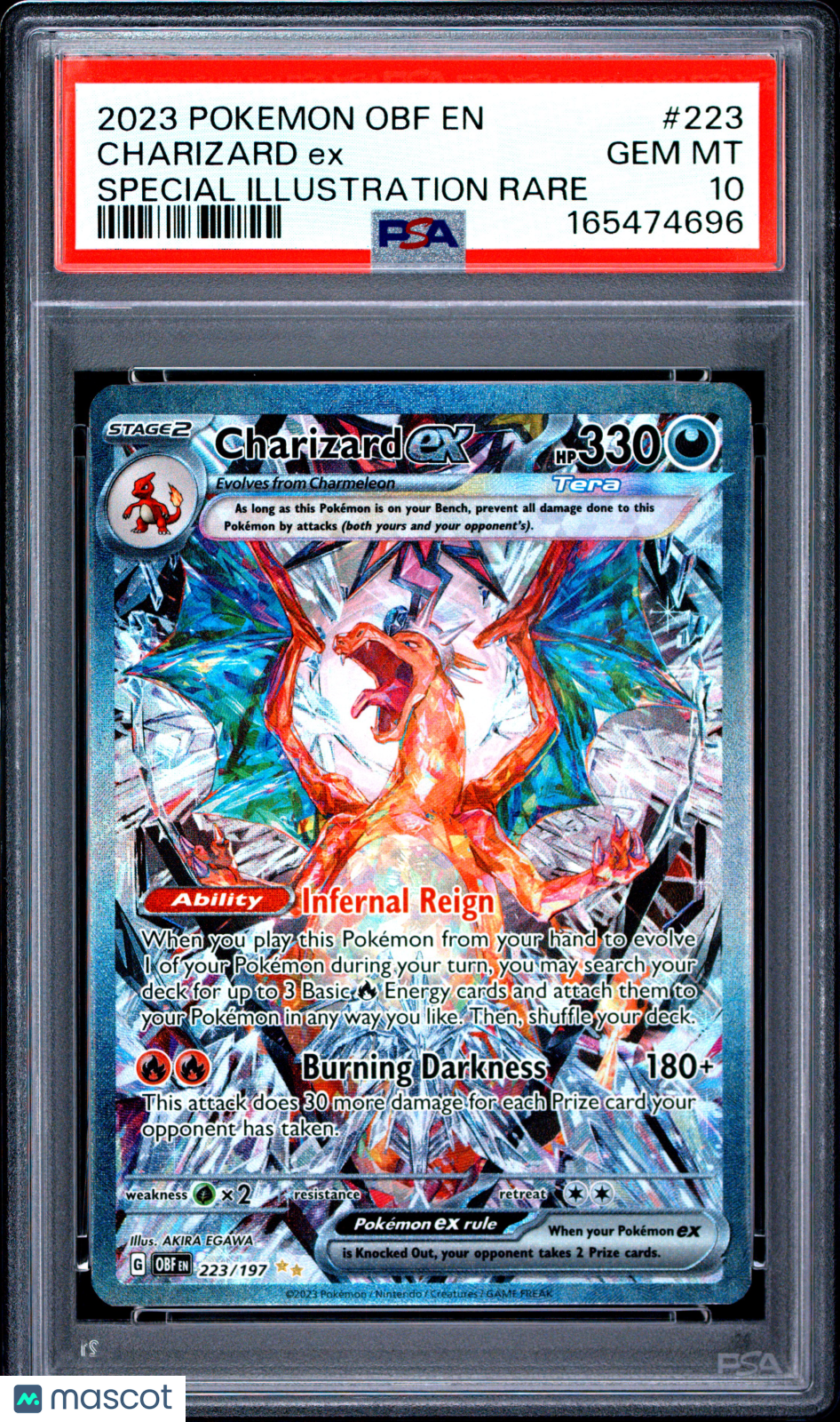 2023 Pokemon Obf EN-Obsidian Flames Charizard EX #223 Special Illustration Rare PSA 10
