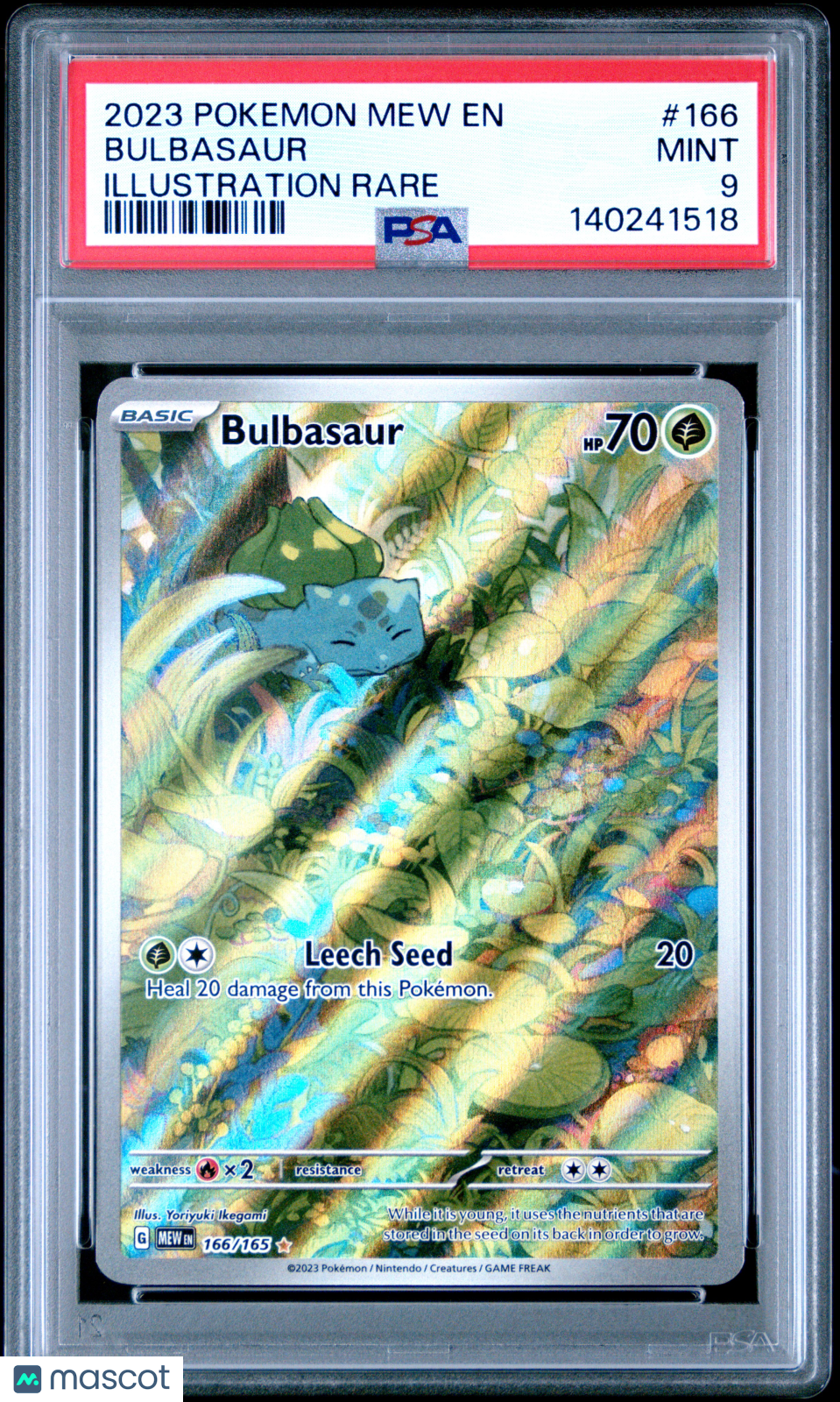 2023 Pokemon Mew EN-151 Bulbasaur #166 Illustration Rare PSA 9