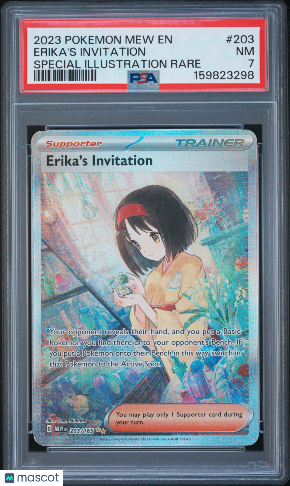 2023 Pokemon Mew EN-151 Erika's Invitation #203 Special Illustration Rare PSA 7