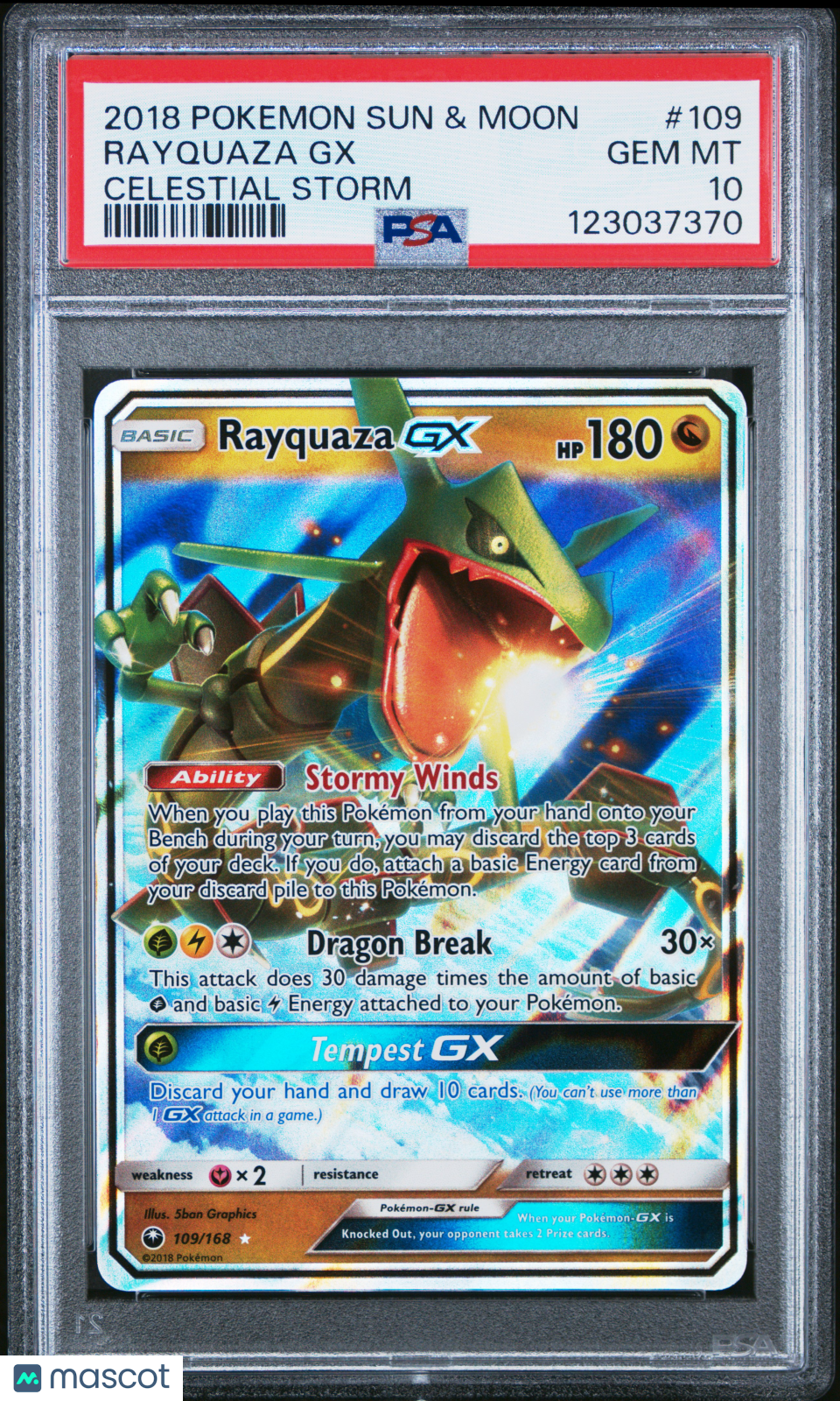 2018 Pokemon Sun & Moon Celestial Storm Rayquaza GX #109 Celestial Storm PSA 10