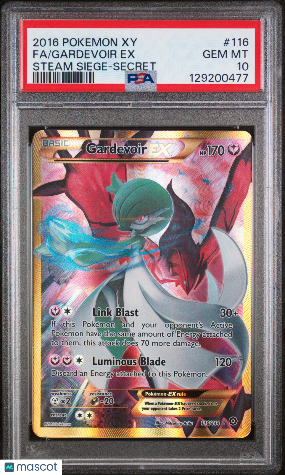 2016 Pokemon Xy Steam Siege Gardevoir EX #116 Steam Siege-Secret Fa PSA 10