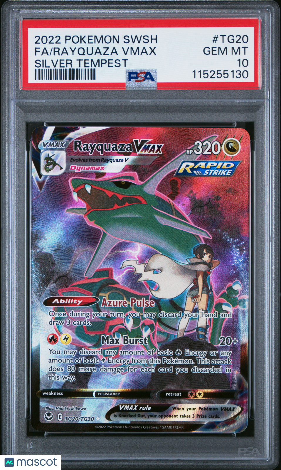 2022 Pokemon Sword & Shield Silver Tempest Rayquaza VMAX #TG20 Silver Tempest Fa PSA 10