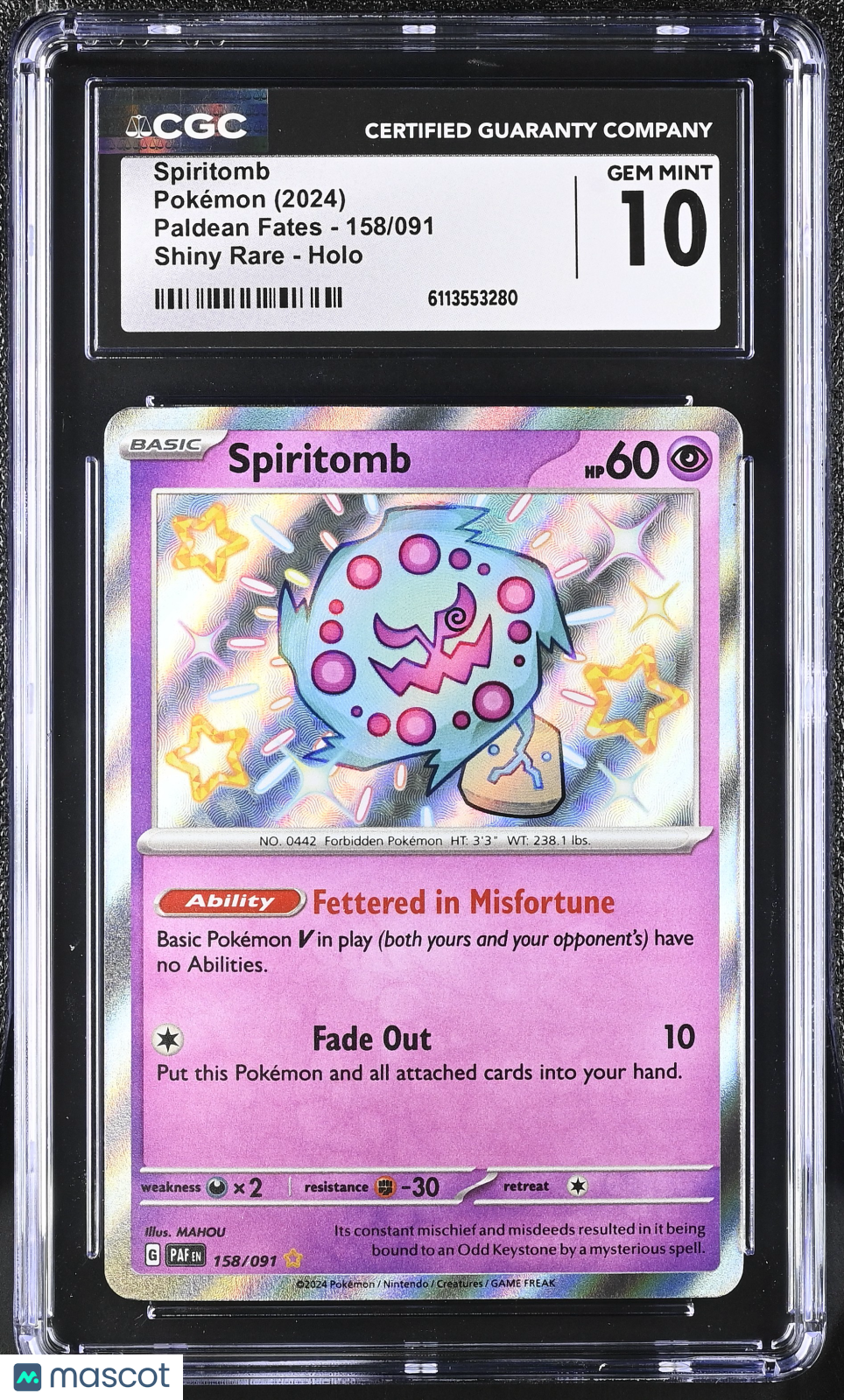 2024 Pokemon Spiritomb #158/091 Shiny Rare CGC 10