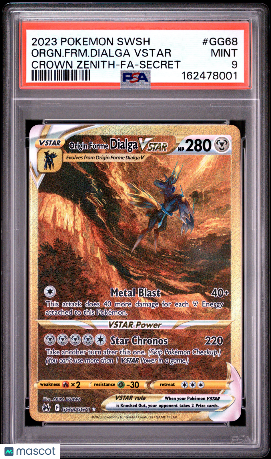 2023 Pokemon Sword And Shield Crown Zenith Orgn. FRM. Dialga VSTAR #GG68 Crown Zenith-Fa-Secret PSA 9