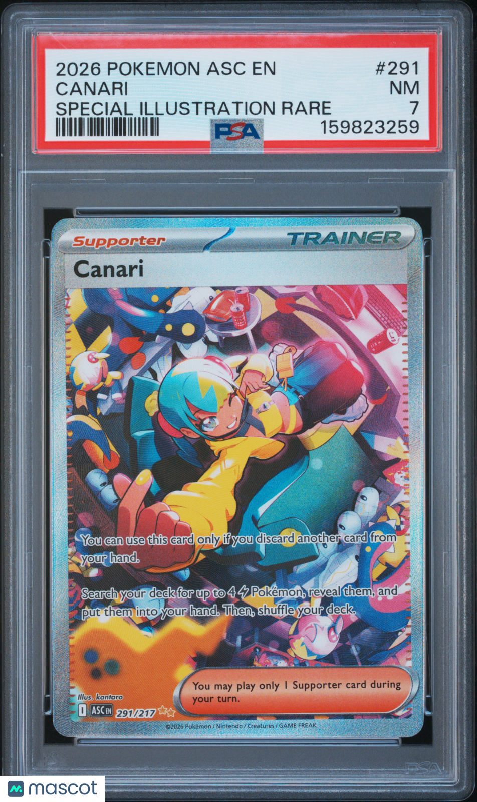 2026 Pokemon Asc EN-Ascended Heroes Canari #291 Special Illustration Rare PSA 7