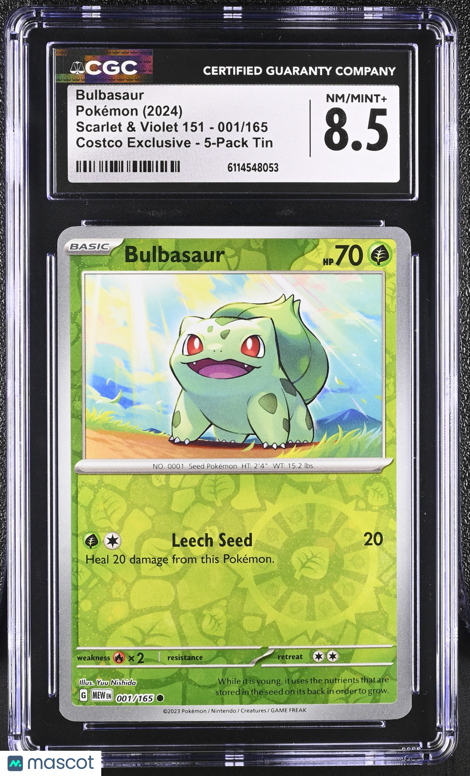 2024 Pokemon Bulbasaur #001/165 001/165 CGC 8.5