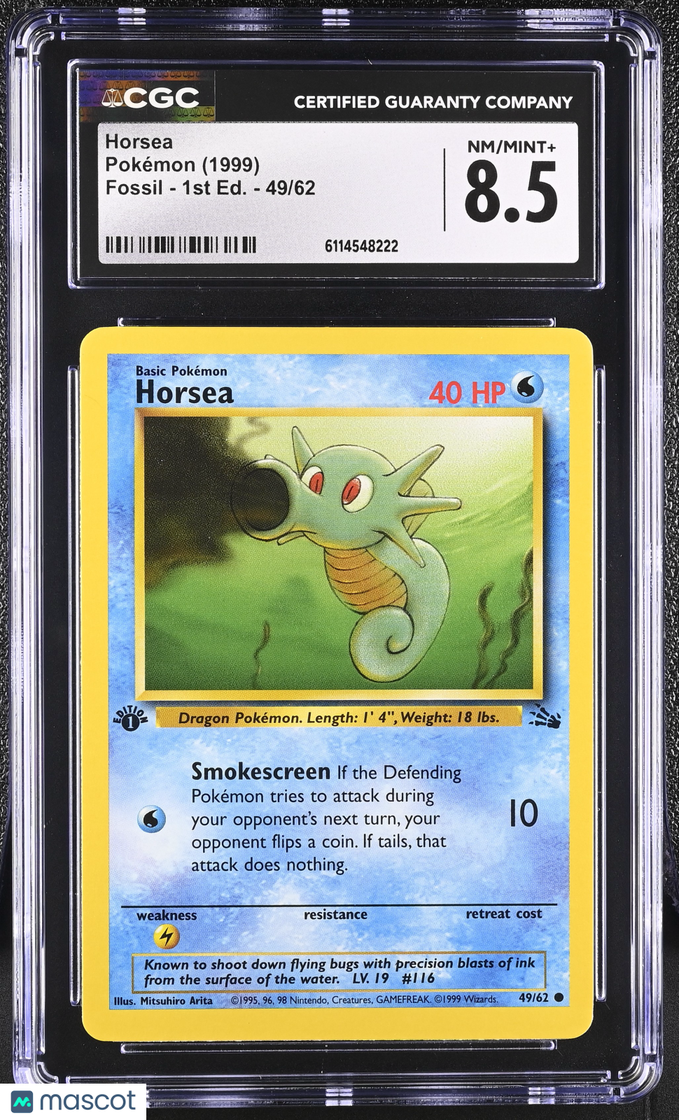 1999 Pokemon Horsea #49/62 49/62 1st Edition CGC 8.5