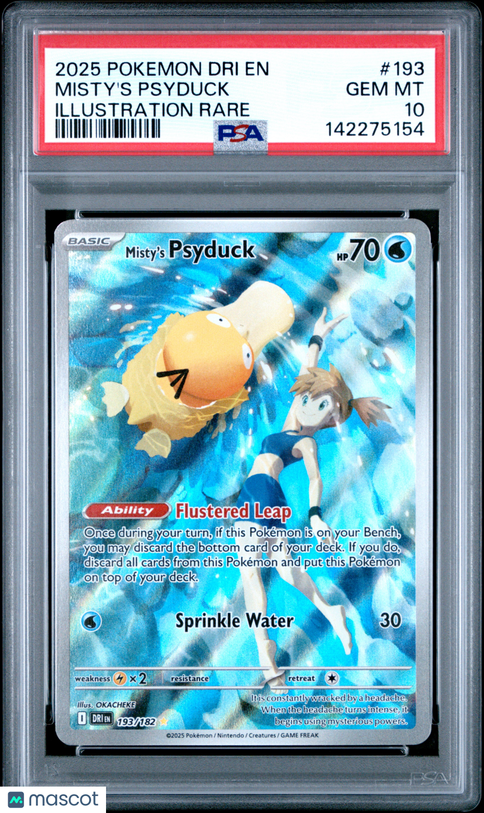 2025 Pokemon Dri EN-Destined Rivals Misty's Psyduck #193 Illustration Rare PSA 10