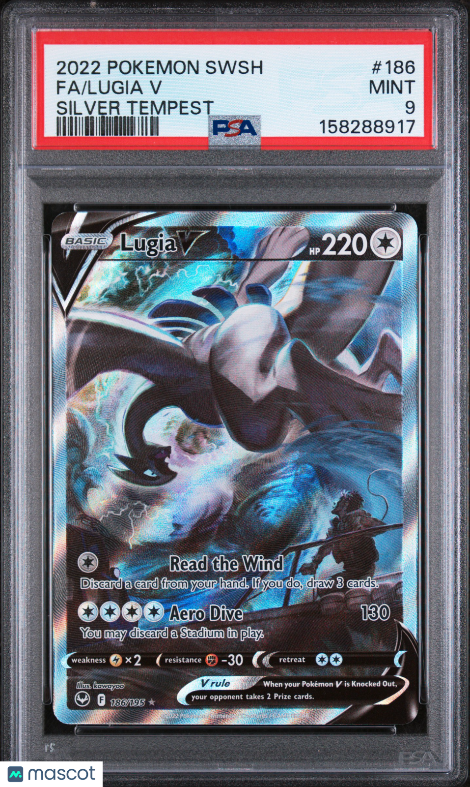 2022 Pokemon Sword & Shield Silver Tempest Lugia V #186 Silver Tempest Fa PSA 9