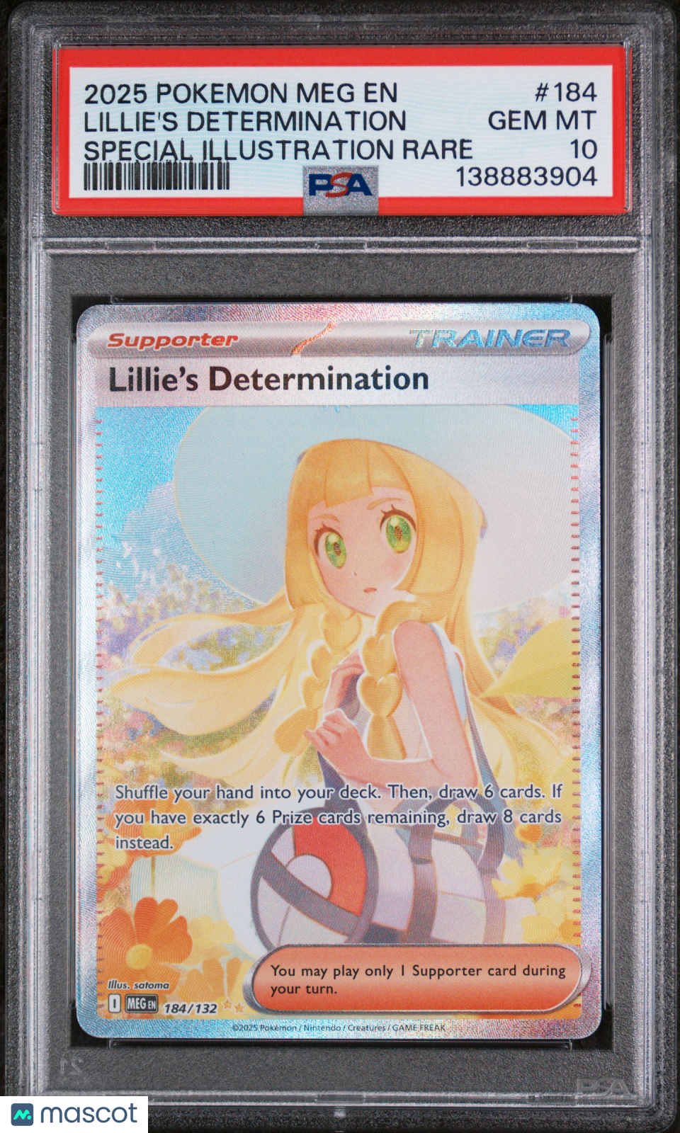 2025 Pokemon Meg EN-Mega Evolution Lillie's Determination #184 Special Illustration Rare PSA 10
