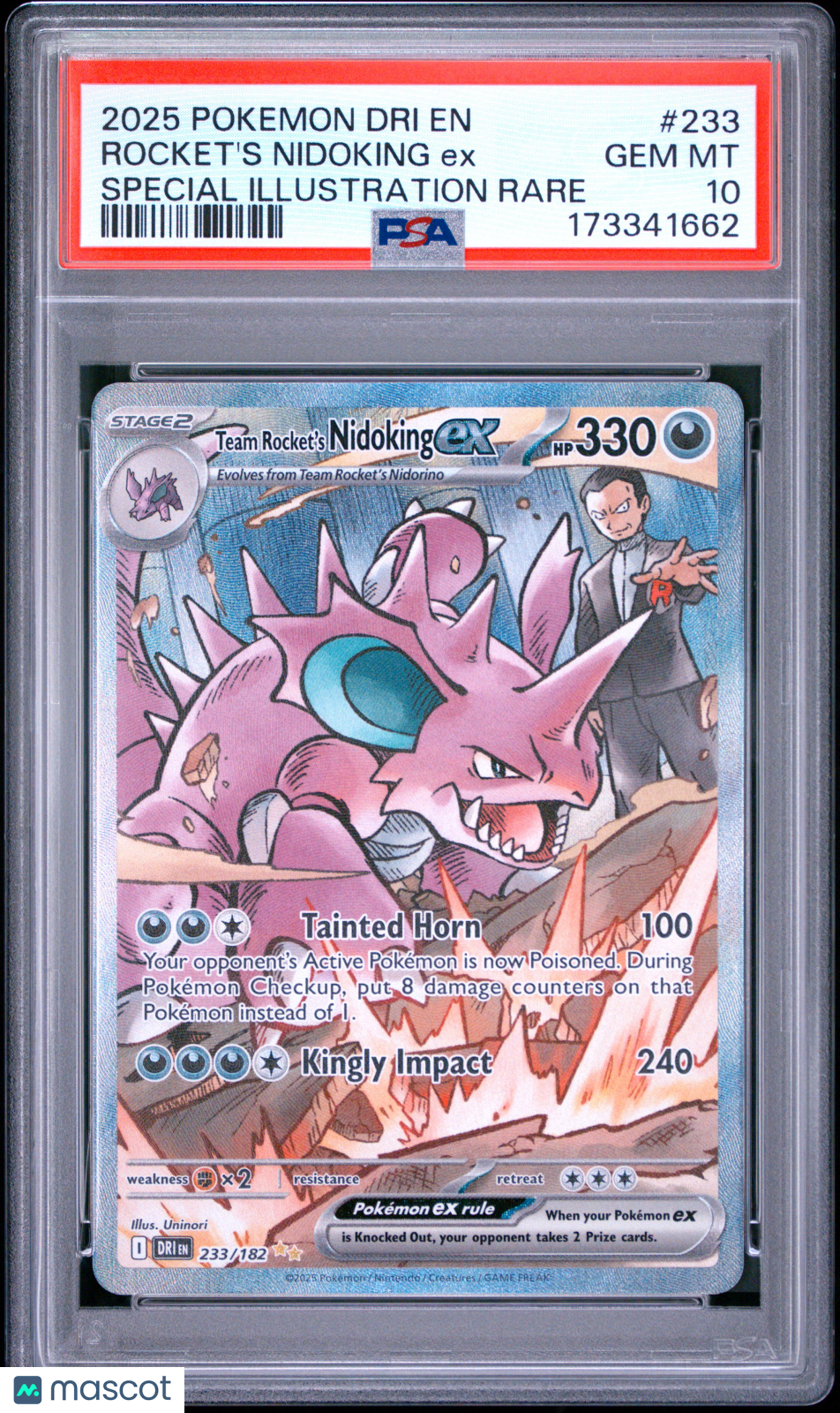 2025 Pokemon Dri EN-Destined Rivals Rocket's Nidoking EX #233 Special Illustration Rare PSA 10