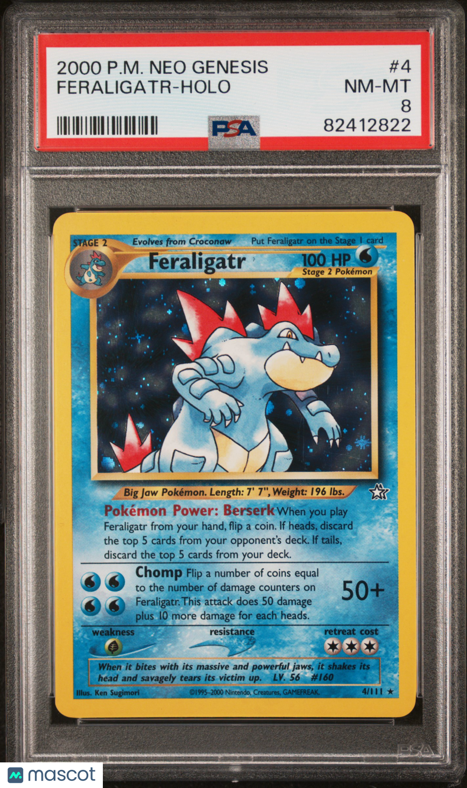 2000 Pokemon Neo Genesis Feraligatr #4 PSA 8