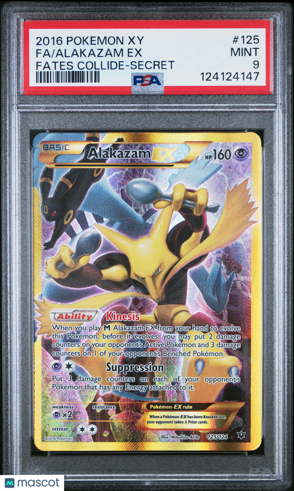 2016 Pokemon Xy Fates Collide Alakazam EX #125 Fates Collide-Secret Fa PSA 9